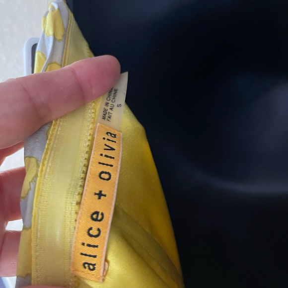 ALICE & OLIVIA Strapless Grey & Yellow Polka Dot Dress, Size S - Picture 7 of 9